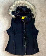 EGC women’s Prince & Fox puffer vest jacket/removable faux fur/full zip/size L