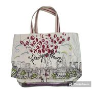 Brighton Free Your Heart Canvas Tote Bag Shoulder City Heart Balloon Purse