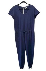 Time & Tru Navy V Neck Jumpsuit