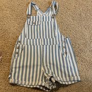 striped denim overalls