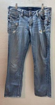 Silver Jeans Women's Elyse Capri Stretch Light Blue Jeans Denim Fits 28 X 24L