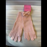 Kate Spade Pink Rose Knit Bow Gloves NEW