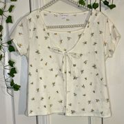 Juniors floral blouse slight crop