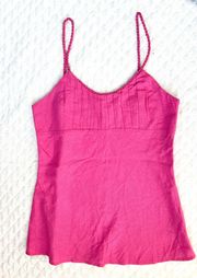 Suzy Shier Pink Linen Spaghetti Strap Tank Top size XS Shirt Solid Casual Blouse