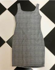 Bodycon Houndstooth Sleeveless Square Neckline Mini Dress Size M