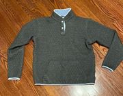 Marine Layer Quilted Reversible Gray Blue 1/4 Crewneck