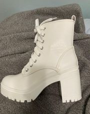 White Platform Combat Boots