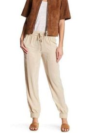 Theory Cortlandt Summer Silk Jogger Pants Barley Lightweight Size 4