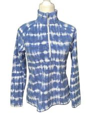 Eddie Bauer 1/4 Zip Up Jacket Women Size S Tie-Dye Blue and White