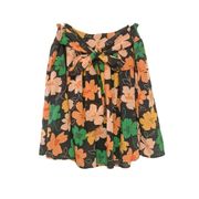 Who What Wear Black Orange Green Floral Skirt Medium