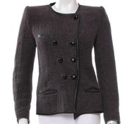 Isabel Marant Black Double Breasted Collarless Button Front Blazer Jacket