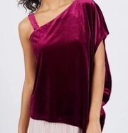 NWOT London Times Asymmetrical Velvot Top Wine Color Dressy Size XXL