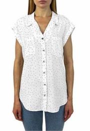 Jach's New York Women's Short Sleeve V Neck Blouse White and Black size Large