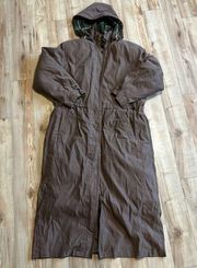 Eddie Bauer Women L Tall‎ Trench Coat Removable Wool Goose Down Liner Brown Vtg