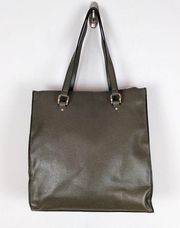 A New Day Olive Green Faux Leather Double Zip Tote Bag Purse