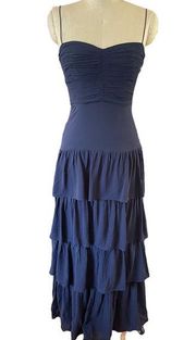 NWT  Marlin Long Tiered Strappy Dress in Navy Size 4