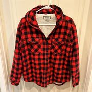 Womens Flannel Sherpa Lined Shacket Size Large