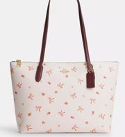 Coach Bow Print Zip Top Tote