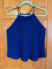 Womens  Blue Solid Spaghetti Strap Blouse Size Medium