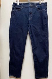 Uniqlo Jeans Dark Wash Skinny Straight High Rise Jeans Size 32 See Description