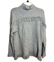 Sonoma Womens XL Gray Fringe Sweater Western Cottage Boho Neutral