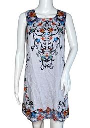 Ecote Dress Womens Large Blue Floral Open Cutout Back Flowers Casual Bohemian