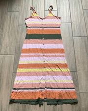 Loft  stripe button front maxi dress