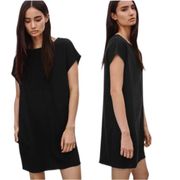 WILFRED FREE NORI ARITZIA  BLACK FAUX SUEDE STRETCHY BOXY SLEEVELESS DRESS XS