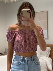 Floral Off The Shoulder Crop Top