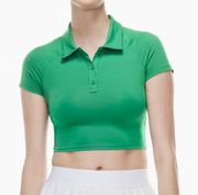 TNA Action |  Active Butter Cropped Green Button Collared Polo