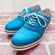 White Mountain Shoes Womens 8.5M Baby Blue Oxford Wingtip Faux Leather Casual