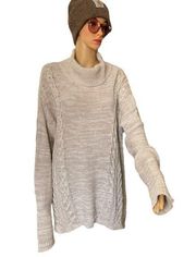 Old Navy Plus Size Cream White Cable Knit Long Sleeve Casual Turtleneck Sweater