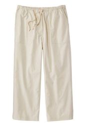 L.L.Bean Classic Fit Sunwashed Pants Straight-Leg Crop Cotton Beige Size L Pet