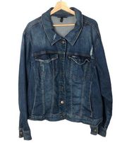 Lane Bryant Soft Distressed Blue Denim Jean Jacket 28