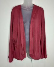LOGO LORI GOLDSTEIN Open Front Cardigan long sleeve red pink size XL