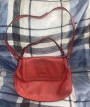 Auth  Red Leather Messenger or Shoulder Bag (2 Way)