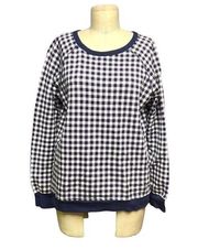 Draper James Natalie Sweatshirt in Navy Blue Gingham Size Medium