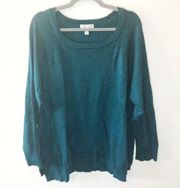 Dress Barn Sweater Teal Scoop Neck Knit Sz 2X GUC Plus Size Casual Long Sleeve
