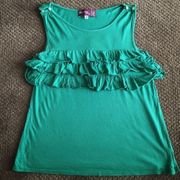 Ella Moss Green Tank Top w Ruffles