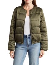 Sanctuary Laila Olive Green Puffer Zip Up Jacket