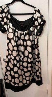 Signature by Robbie Bee Womens Polka Dot Pullover Shirt Dress Brown White Sz 14W