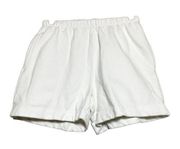 VTG esprit 90s Shorts 100% Cotton Elastic Waist Thick Trim Pleated White S