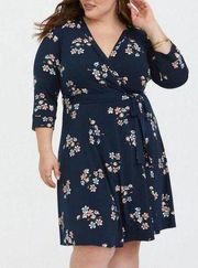 NWT Torrid Mini Studio Knit Wrap Dress Navy Floral Print Mini 5X