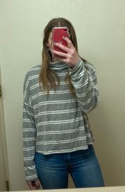 White & Gray Striped Sweater