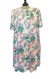 GO SOFTLY PATIO MuuMuu Lounge Dress Size 2X Pale BLue Tropical Floral Flutter