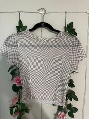 Tilly’s Sheer Checkered Crop Top