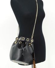 NWT  Rare Black Leather Bucket Crossbody Bag