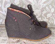 Canvas Lace Up Wedges Purple Sz 7