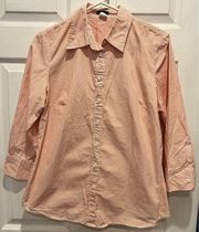 J Crew Orange And White Striped Cotton Button Up Shirt Women’s Size Large