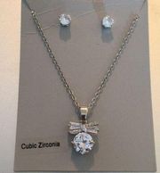 New Badgley Mischka CZ Set Earrings & Pendant Bow